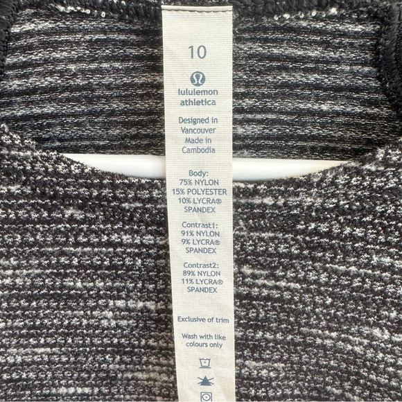 Lululemon Think Fast Long Sleeve, Coco Pique Black / Black, Size 10 - Picture 12 of 12